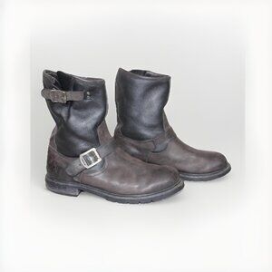 Mens Frye Engineer Boots Shearling Lined Brown Winter Sheepskin Lining Size 13